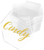 80Pcs Clear Acrylic Hexagon Place Cards Blank Tiles for Wedding Table Name Decoration by Unknown