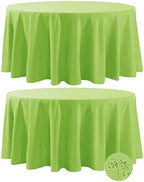 Fokitut 2 Pack Waterproof Round Tablecloth, 132 Inch, Stain Resistant and Wrinkle Polyester Table Cloth, Fabric Table Cover for Kitchen Dining, Wedding, Party, Holiday Dinner-Apple Green by BalsaCircle