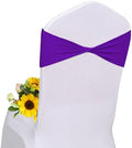 Purple Chair Sashes Bows 60Pcs Spandex Chair Sashes Elastic Chair Cover Bands Ties Without Buckle for Wedding Birthday Party Ceremoney Events Decoration by Unknown