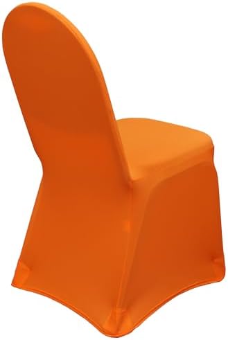 YOUR CHAIR COVERS - 6 Pack Orange Stretch Spandex Banquet Chair Covers - Wedding Slip Premium Quality Cover - Image 4