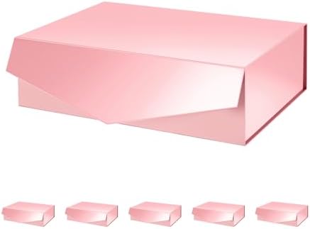 PACKHOME 6 Large Pink Gift Boxes 13.5x9x4.1in with Magnetic Lids by PACKHOME