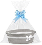 Gift Basket, Hamper Kit, Empty Hamper Basket with Cellophane Bags and Pull Bows, Rope Gift Baskets with Handles, Woven Gift Baskets for Baby Shower, Wedding, Birthday, Housewarming (Grey) by Lotvic