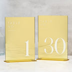 Gold Wedding Table Numbers 1-30 with Stands, 5"x7" Gold Mirror Acrylic Table Numbers, Perfect for Wedding Reception, Party, Anniversary, Event by JINMURY