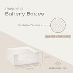Pack of 10 Cake Boxes with Window (9.84" x 9.84" x 3.93") - Ideal for Bakery, Cookie and Donut - White Leather - Image 2