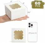 LotFancy 60pcs Small Cookie Boxes, 4x4x2.5 Inches, Bakery Boxes with Window, Baked Goods Packaging Containers for Cupcakes, Dessert, Macarons, Chocolates Donuts, Treats, Pastries (Pack of 2) - Image 2