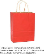 qiqee 100PCS Gift Bag with Handles Bulk Kraft Red Paper Bags Assorted Sizes(33pcs Large 13",33pcs Medium 11",34pcs Small 8") - Image 2