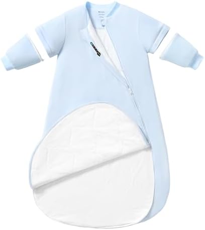 Rayon Made from Bamboo Sleep Sack 6-12 Months, Detachable Sleeves - Adjustable Warmth to Prevent Overheating, 1.0 TOG Breathable Wearable Blanket Toddler Sleeping Bag, Safe for Night Sleep by usbettas
