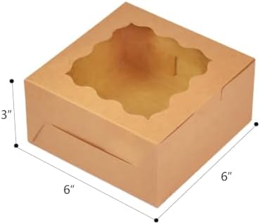 Bakepacker Cookie Boxes With Window, Brown, 6x6x3 inches, 100pcs - Image 5
