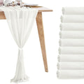 10 Pack 10ft White Chiffon Table Runners Wedding Table Runner Sheer Romantic Tulle Table Runner for Christmas Wedding Bridal Tea Party Baby Shower Birthday Party Table Decorations(120 x 12 in) by VZZNN