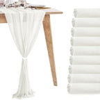 10 Pack 10ft White Chiffon Table Runners Wedding Table Runner Sheer Romantic Tulle Table Runner for Christmas Wedding Bridal Tea Party Baby Shower Birthday Party Table Decorations(120 x 12 in) by VZZNN