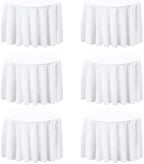 FINDYOU 6 Pack White 90 Inch Round Tablecloths. Stain and Winkle Resistant Polyester Washable White TableCloths for Parties Wedding Dining by TableClothAndTableRunner