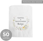 Canopy Street Personalized Wildflower Treat Bags / 50 Custom Event Dessert Bags / 5 3/4" x 8" Floral Cookie Holder Wedding Anniversary Favor/Made In The USA - Image 2