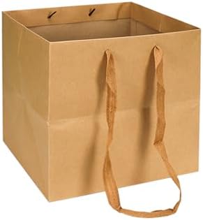 Aosric 12 Pack 12"x12"x12" Brown Square Gift Bags with Tissue Paper by AOSRIC