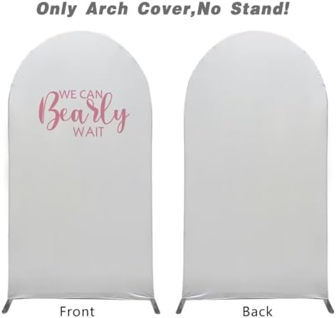 We Can Bearly Wait Theme Arch Backdrop Stand Covers for Parties Supplies White Arched Stretchy Fabric Cover Birthday Party Favors Decorations (4.6x8FT) - Image 5