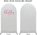We Can Bearly Wait Theme Arch Backdrop Stand Covers for Parties Supplies White Arched Stretchy Fabric Cover Birthday Party Favors Decorations (2.6x6FT) - Image 5