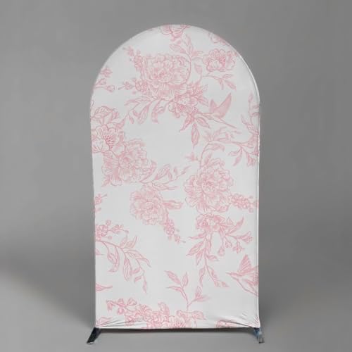 Pink Floral Arch Backdrop Cover Toile Bride to Be Baby Shower Girl Party Chiara Arched Frame Bow Flowers 1st Wedding Birthday Parties Decorations (5FT,4645) - Image 2