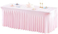 1 Pack Pink Table Clothes for 8 Foot Rectangle Tables, One-Piece Wrinkle Resistant Stretch Spandex Table Covers with Skirt for Event Banquet Wedding Birthday Party by PartyTalk