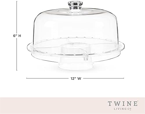 Twine Multi-Functional Acrylic Server with Bundt Cake Mold, Dessert Serving Platter Set, Cake Pan, Cake Stand, Clear Acrylic, Silicone, 4-Piece Set - Image 3