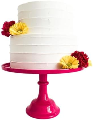 Pedestal 11-Inch Dark Pink Cake Stand Durable Melamine Dessert Display by SprinklesConfetti