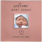 Personalized Photo Album, Custom Engraved Picture Album, Holds 200 4" x 6" Photos, Leatherette and Laser Engraved Scrapbook, Welcome Baby, Pink by GiftsForYouNow