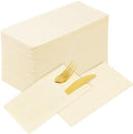 KAMMAK Dinner Napkins Disposable Beige Cloth like Paper Napkins with Pocket 100 Pack Folded Napkins Guest Hand Towel for Party Decoration, Wedding Reception, Bathroom and Kitchen (16.5 x 16.5 inch) by KAMMAK
