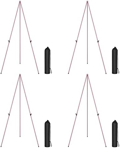 Easel Stand for Display, Aredy 63" Portable Painting Easel, Lightweight Metal Easels for Painting Canvas, Wedding Sign (4 Pack, Pink) - Image 7