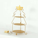 Efavormart 32" Tall 3-Tier Gold Metal Cake Stand Royal Crown Top Cupcake Holder, Grand Wedding Centerpiece & Party Hosting Display - Image 4