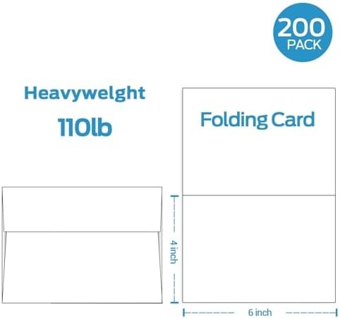 Blank White Cards and Envelopes 200 Pack, Ohuhu 4 x 6 Heavyweight Folded Cardstock and A4 Envelopes for DIY Greeting Cards, Wedding, Birthday, Invitations, Thank You Cards & All Occasion - Image 2