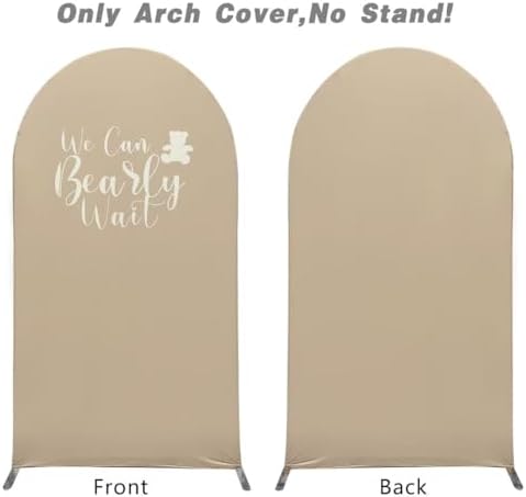 Light Brown Arch Backdrop Covers Baby Shower Birthday Party Decorations We Can Bearly Wait Arches Background Stretchy Fabric Cover Wedding Parties Decors (4x7.2FT) - Image 5