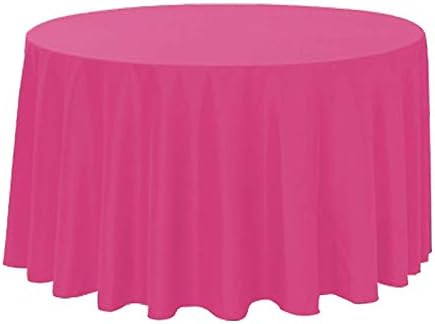 Polyester Round Tablecloth 120" Ideal for 60 inch Round Table (Hot Pink) - Image 2