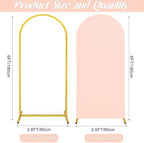Metal Arch Stand and Cover Set,1 Light Pink Spandex Fitted Backdrop with 1 Gold Wedding Arched Stand Frame for Parties Birthday Baby Shower Bridal Banquet Decoration (6FT) - Image 2