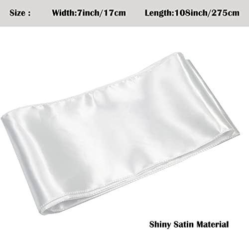 White Satin Chair Sashes Bows for Chair,7x108inchs,50pcs - Image 5