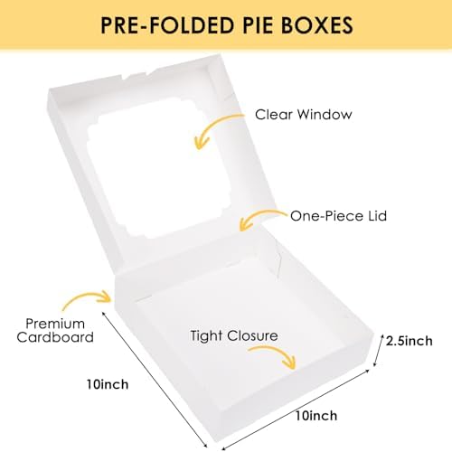 Moretoes 45pcs Pie Boxes 10 Inch, Auto-Popup Bakery Boxes with Window, - Image 3