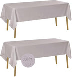 Fokitut 2 Pack Waterproof Rectangle Tablecloth, 60x120 Inch,Stain Resistant and Wrinkle Polyester Table Cloth, Fabric Table Cover for Kitchen Dining, Wedding, Party, Holiday Dinner-Silver by BalsaCircle