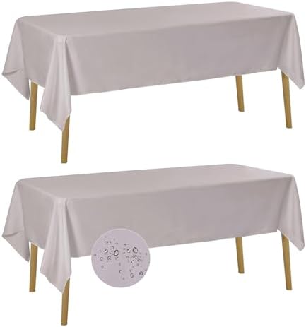 Fokitut 2 Pack Waterproof Rectangle Tablecloth, 60x120 Inch,Stain Resistant and Wrinkle Polyester Table Cloth, Fabric Table Cover for Kitchen Dining, Wedding, Party, Holiday Dinner-Silver by BalsaCircle