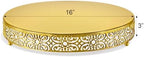 Wenqik 16 Inch Cake Stand, Metal Round Cake Stands Set with Modern Design White Dessert Display Cupcake Stands Plates Fruit Serving Tray for Wedding Birthday Baby Shower Party (Gold) - Image 3