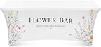 Oudain Photo Booth Tablecloth Flower Bar White Stretch Table Cover by Oudain