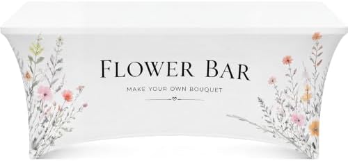Oudain Photo Booth Tablecloth Flower Bar White Stretch Table Cover by Oudain