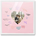 Poster Palooza 16x16 White Autograph & Signature Picture Frame With Pink Heart Opening Photo Mat for 5x5 Pictures - With Pens, UV Acrylic & Foamboard Backing by PosterPalooza