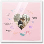 Poster Palooza 16x16 White Autograph & Signature Picture Frame With Pink Heart Opening Photo Mat for 5x5 Pictures - With Pens, UV Acrylic & Foamboard Backing by PosterPalooza