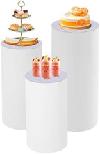 Small Pedestal Display Plinth Pillars, 3pcs Cylinder Stands for Party White Round Pedestal Stand for Birthday Wedding Props Baby Shower Christmas New Year (3) by Unknown