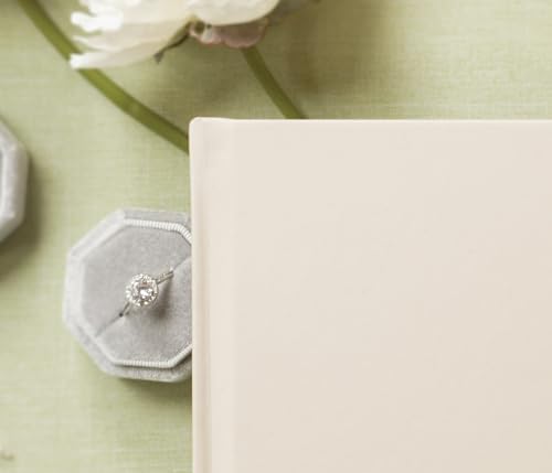 Personalized Guest Book - 11.5" x 8.5" Premium Custom Guest Signing Book with Bookmark and Blank Pages for Wedding Reception Table Decoration Engagement Birthday Party Event, Oats - Image 3
