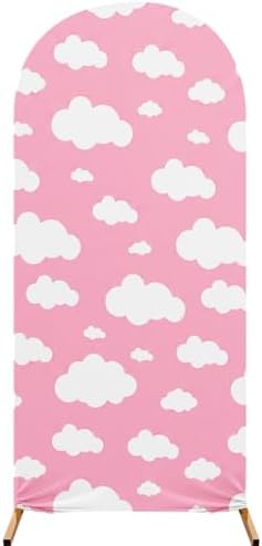 7.2 ft Arch Backdrop Cover Sky Strench Spandex, Pink Cloud by RimCereal