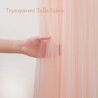 20x8ft Peach Tulle Backdrop Curtain with Lights String for Parites, Sheer Backdrop Curtains for Wedding Baby Shower Birthday Party Photo Shoot Decorations - Image 3