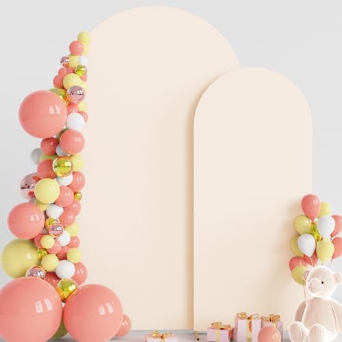 Wokceer Arch Backdrop Cover 7.2FT, 6FT Beige Arch Covers Stretchy Backdrop by Wokceer