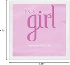 It's A Girl Cocktail Napkins / 100 Ooh La Color Personalized Printed 3 Ply Paper 4 3/4" x 4 3/4" Beverage Napkins/DIY Custom Baby Shower Gender Reveal Party Event Dessert Napkins/Made In The USA - Image 3
