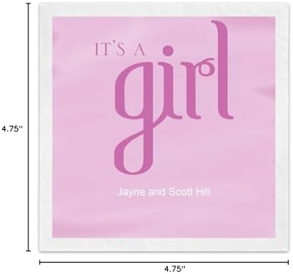 It's A Girl Cocktail Napkins / 100 Ooh La Color Personalized Printed 3 Ply Paper 4 3/4" x 4 3/4" Beverage Napkins/DIY Custom Baby Shower Gender Reveal Party Event Dessert Napkins/Made In The USA - Image 3