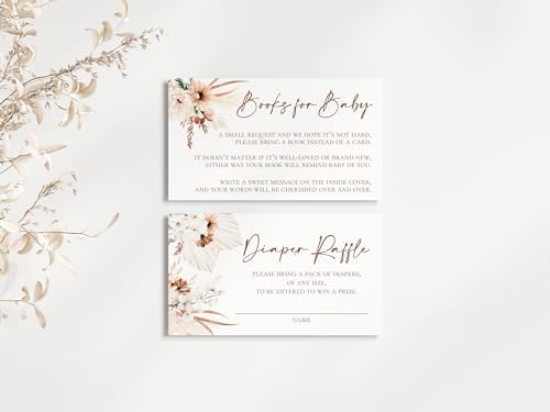 All Ewired Up Personalized Pampas Grass Oh Baby Greenery Boho Shower Invitations and Envelopes, Diaper Raffle Cards, Books Inserts, in Bloom, Gender Neutral - Image 3
