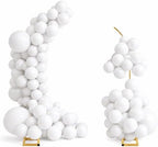 Balloon Arch Stand Kit Set with 145PCS Different Sizes White Balloons – Metal Backdrop Frame with 8 Water Bags, Gold Semi-Open Arch for Birthday, Bridal Shower, Party Decorations Indoor Outdoor. by JOWINER