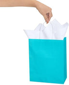 DjinnGlory 50 Pack Medium Size Teal Blue Paper Gift Bags with Handles 10x8x4 Inch and 50 White Tissue Paper for Small Business Wedding Bridal Baby Shower Birthday Party Favors Goodies - Image 6